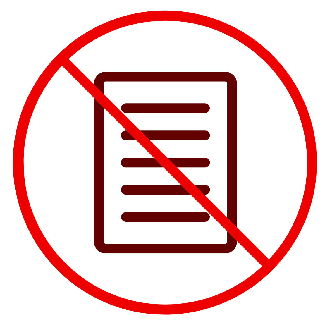 Icône d’un dossier barré (zéro paperasse)